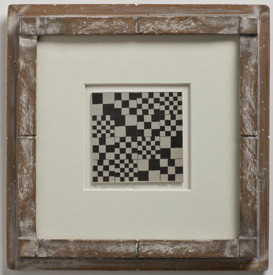 Frederick Hammersley<BR>
Checkered career, 1949<BR>
 lithograph<BR>
 image: 3 x 3 in  (7.6 x 7.6 cm)<BR>
 framed: 8 x 8 in  (20.3 x 20.3 cm)<BR>
Private collection