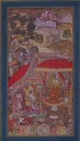 A Young Prince is Presented to the Emperor Babur / 
      produced at the Mughal court circa 1600 / 
      9 1/4 x 4 3/4 in. (23.5 x 12 cm) / 
      Private collection