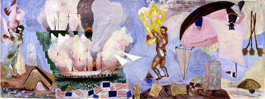 Heracles & Anteus, 1994 / 
acrylic on paper / 
Paper: 39 x 104 in (99.1 x 264.2 cm)
Framed: 42 x 106 1/4 in (106.7 x 269.9 cm)