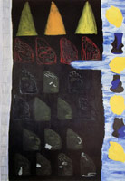 The Passing of Montezuma, 1987 / 
acrylic on canvas / 
96 x 68 in (243.8 x 172.7 cm) / 
Private collection