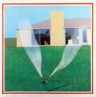 david hockney painting, acrylic on canvas, Lawn Sprinkler