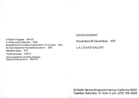 Announcement, David Hockney: Drawings & Prints: 1961 - 1977
