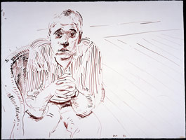 Ian in a Wicker Chair I, 1982 / 
sepia ink on paper / 
22 1/2 x 30 in (57.2 x 76.2 cm) / 
27 3/8 x 35 in (69.5 x 88.9 cm)(fr)