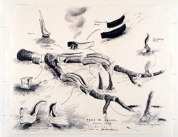 Tree to Vessel, 1990 / 
charcoal on paper / 
54 x 65 in (137.2 x 165.1 cm) framed