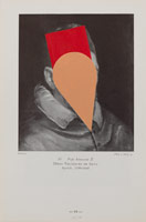 Don Suggs / 
Pope Innocent X, 1975 / 
acrylic on found paper / 
9 x 6 in. (22.9 x 15.2 cm) / 
signed and dated in pencil, lower center