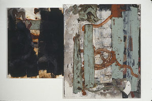 Teitipac #2, 1991 / 
oil, acrylic and shellac on canvas / 
75 x 104 in (190.5 x 264.2 cm) (diptych) / 
Private collection