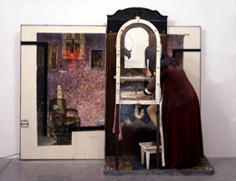Edward & Nancy Reddin Kienholz / 
Woman Washing with Scrutator with Parrot Affixed Also, 1987 / 
mixed media assemblage / 
81 x 98 x 27 in (205.7 x 248.9 x 68.6 cm)