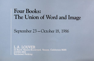 Four Books: The Union of Word and Image announcement, 1986