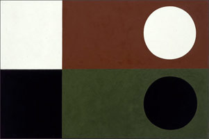 Frederick Hammersley / 
In with, 1960 / 
oil on linen / 
20 x 30 in (50.8 x 76.2 cm) / 
Private collection
