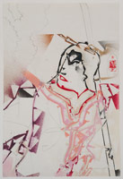 Gajin Fujita / 
      Study of K to S (Lady Warrior), 2009 / 
pencil, ink and spray paint on paper  / 
24 x 16 in. (61 x 40.6 cm)