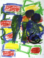 Georg Baselitz  / 
Untitled (16.VI.88), 1988 / 
      pastel & mixed media on paper / 
      Paper: 30 x 23 in. (76.2 x 58.4 cm) / 
      Framed: 37 1/2 x 30 in. (95.3 x 76.2 cm) / 
      Private collection