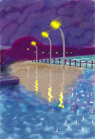 David Hockney / 
Rainy Night on Bridlington Promenade, 2008 / 
      inkjet printed computer drawing on paper / 
      46 x 32 in. (116.8 x 81.3 cm) / 
      Private collection
