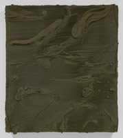 Jason Martin / 
Antilles, 2013 / 
pure pigment (Olive) on aluminum / 
71 x 62 x 6 1/4 in. (180.3 x 157.5 x 15.9 cm)