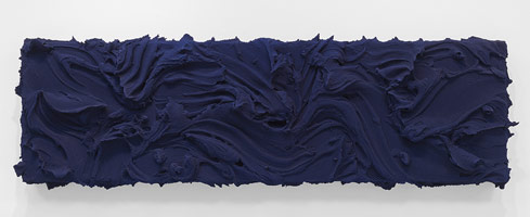 Jason Martin / 
Thassos, 2013 / 
pure pigment (Prussian blue) on aluminum / 
23 1/2 x 73 1/2 x 6 3/4 in. (60 x 187 x 17 cm) / 
Private collection