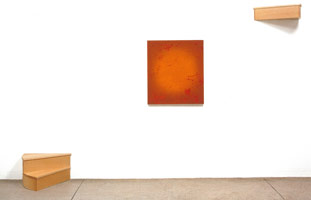 Calypso, 1997 / 
oil on canvas & wood / 
46 x 40 in (116.8 x 101.6 cm) / 
79 x 98 x 28 in (200.7 x 248.9 x 71.1 cm) overall