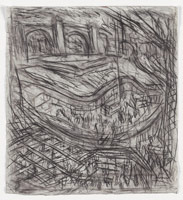 Leon Kossoff / 
King's Cross Building Site Early Days, 2003 / 
charcoal on paper / 
30 x 27 1/2 in. (76.7 x 70 cm) / 
 / 
Catalogue plate number 62