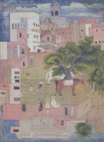Punjab Plains Painting / 
      Overview of the Sikh Town in the Punjab / 
      Punjab Plains / 
      early 19th century / 
      13 5/8 x 10 1/8 in. (34.5 x 25. 71 cm) / 
      Private collection