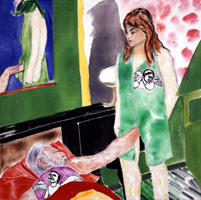 R.B. Kitaj / Los Angeles No. 18, 2002 / 
oil on canvas / 
36 x 36 inches (91.4 x 91.4 cm) / 
Private collection 