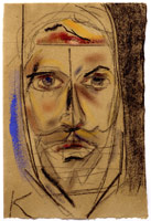 R.B. Kitaj / Young Mondrian (after his self portrait),
2001 – 2003 / 
pastel and charcoal on paper with oil / 
22 x 15 inches (56.5 x 38.7 cm) / 
Private collection 