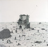 Joseph Biel / 
Compound, 2007 / 
watercolor, prisma color, graphite on Lenox paper / 
80 x 82 1/2 in. (203.2 x 209.6 cm) / 
Private collection 