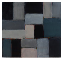 Sean Scully / 
Grey Wall Blue, 2005 / 
oil on linen / 
55 1/8 x 59 1/4 in. (140 x 150.5 cm)