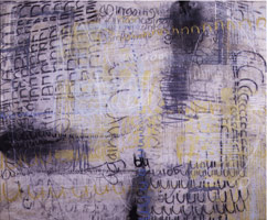 Nine o'clock (SM97 46), 1996 - 97 / 
pastel, charcoal, silkscreen, acrylic, polymer emulsion on canvas / 
73 x 88 in (185.4 x 223.5 cm) / 
Private collection