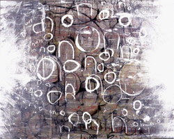 Twelve o'clock (SM97 45), 1996 - 97 / 
pastel, charcoal, silkscreen, acrylic, polymer emulsion on canvas / 
60 x 78 in (152.4 x 198.1 cm) / 
Private collection