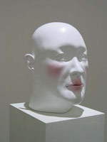 Tanya Batura / 
Dutchlavender, 2005 / 
clay and acrylic / 
12 1/2 x 10 in x 10 in. (31.75 x 25.4 x 25.4 cm) / 
pedestal: 47 1/2 x 81 1/2 x 10 in. (120.7 x 207 x 2.5 cm)
