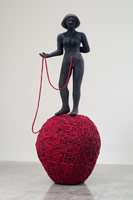 Alison Saar / 
Discord, 2009 / 
wool, steel, fiberglass, coal, and Styrofoam / 
104 x 40 x 40 in. (264.2 x 101.6 x 101.6 cm) / 
Private collection