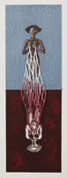 Alison Saar / 
Equinox, 2012 / 
hand sewn lithograph with collage element / 
48 x 16 in. (121.9 x 40.6 cm) / 
Private collection