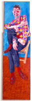 David Hockney / 
David Graves in a Harlequin Shirt, 1982 / 
acrylic on canvas / 
106 x 30 in. ( 269.24 x 76.2 cm) / 
Private collection
