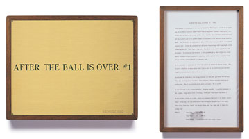 Edward Kienholz / 
After the Ball is Over #1, 1965 / 
concept tableau / 
plaque: 9 1/4 x 11 3/4 in (23.5 x 29.8 cm) / 
framed concept: 13 3/8 x 9 1/4 in (33.7 x 23.5 cm)          