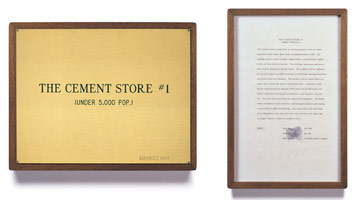 Edward Kienholz / 
The Cement Store No. 1 (under 5,000 Pop), 1967 / 
concept tableau (10 of 10) / 
Plaque: 9 1/4 x 11 3/4 in. (23.5 x 29.8 cm) / 
Framed: 13 3/8 x 9 1/4 in. (34 x 23.5 cm)