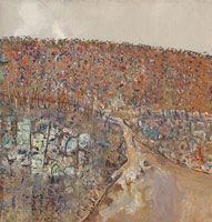 Fred Williams / 
River Gorge, 1977 / 
Oil on canvas / 
42 x 39 7/8 in (106.7 x 101.3 cm)