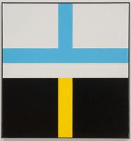 Frederick Hammersley / 
Swedish Accent, 1994 / 
oil on linen / 
48 x 45 in. (121.9 x 114.3 cm) / 
framed: 49 x 46 in. (124.5 x 116.8 cm)