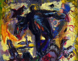 Wing Span, 1986 / 
oil on burlap / 
74 3/4 x 96 1/2 in (189.86 x 245.11 cm) / 
Private collection