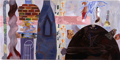 Calendar, 1995 / 
acrylic on canvas / 
90 x 180 in (228.6 x 457.2 cm) overall (diptych) / 
Private collection