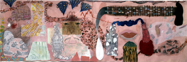 Salmon Studio, 1998 / 
acrylic on paper / 
39 x 119 in (99 x 302.3 cm) / 
Private collection