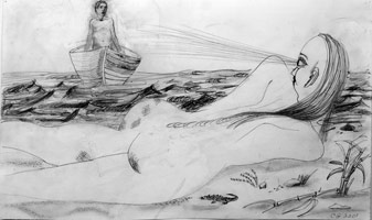 Dido and Aeneas, 2001 / 
graphite on paper / 
18 x 30 in (45.7 x 76.2 cm) / 
Private collection