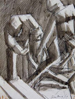 The Stairway, 1919 / 
Ink wash drawing / 
10 x 8 in (25.4 x 20.3 cm) / 
Private collection