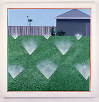 David Hockney / 
A Lawn Sprinkler, 1967 / 
acrylic on canvas / 
48 X 48 (122 X 122 cm) / 
Private collection