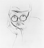 David Hockney / 
Self Portrait with Cigarette, 1983 / 
Charcoal on paper / 
762 x 572 mm (30 x 22 1/2 in)