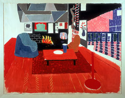 Studio. Hollywood Hills House, 1982 / 
gouache on paper / 
51 x 66 in (129.5 x 167.6 cm)  / 
60 x 70 in (152.4 x 177.8 cm) (fr)