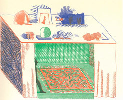 The Blue Guitar:<BR>
In a Chiaroscuro, 1976 - 77<BR>
Etching<BR>
18 x 20 in (45.72 x 50.8 cm)<BR>
Private collection