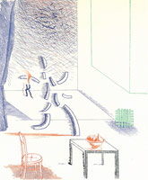 The Blue Guitar:<BR>
Tick It, Tock It, Turn It True, 1976 - 77<BR>
Etching<BR>
20 x 18 in (50.8 x 45.72 cm)<BR>
Private collection
