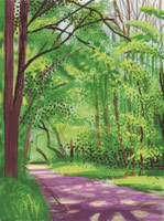 David Hockney / 
The Arrival of Spring in Woldgate, East Yorkshire in 2011 (twenty eleven) /  - 28 April / 
iPad drawing printed on paper / 
57 x 44 in. (145 x 112 cm) framed  / 
Edition of 25 / 
Private collections