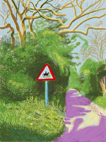 David Hockney / 
The Arrival of Spring in Woldgate, East Yorkshire in 2011 (twenty eleven) /  - 5 May / 
iPad drawing printed on paper / 
57 x 44 in. (145 x 112 cm) framed  / 
Edition of 25 / 
Private collections