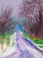 David Hockney / 
The Arrival of Spring in Woldgate, East Yorkshire in 2011 (twenty eleven) / - 4 January, 2011 / 
iPad drawing printed on paper / 
55 x 41 1/2 in. (139.7 x 105.4 cm) / 
Edition of 25 / 
Private collections