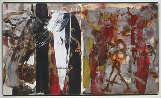 Lift, 1991 / 
oil, acrylic and shellac on canvas / 
78 x 132 in (198.1 x 335.3 cm) (diptych) / 
Private collection