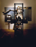 Edward & Nancy Reddin Kienholz / 
The Rhinestone Beaver Peep Show Triptych, 1980 / 
mixed media assemblage / 
79 x 98 x 65 in (200.7 x 248.9 x 165.1 cm)